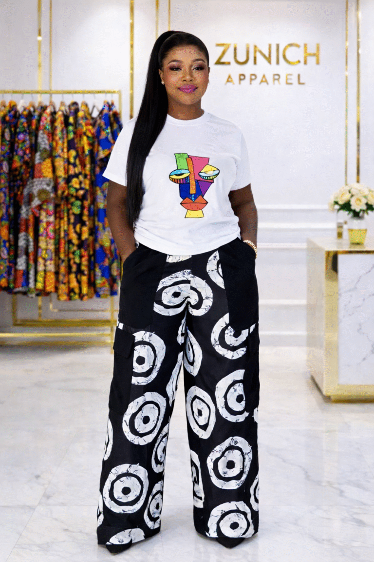 the remy graphic tee & statement wide leg trousers set