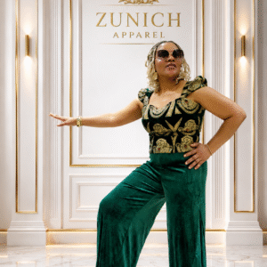 isiagu top & palazzo velvet pants