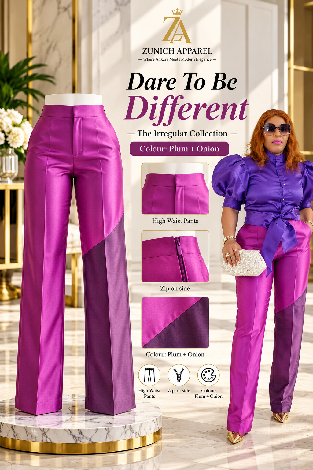 the high waist combo pants plum + onion the high waist combo pants plum + onion