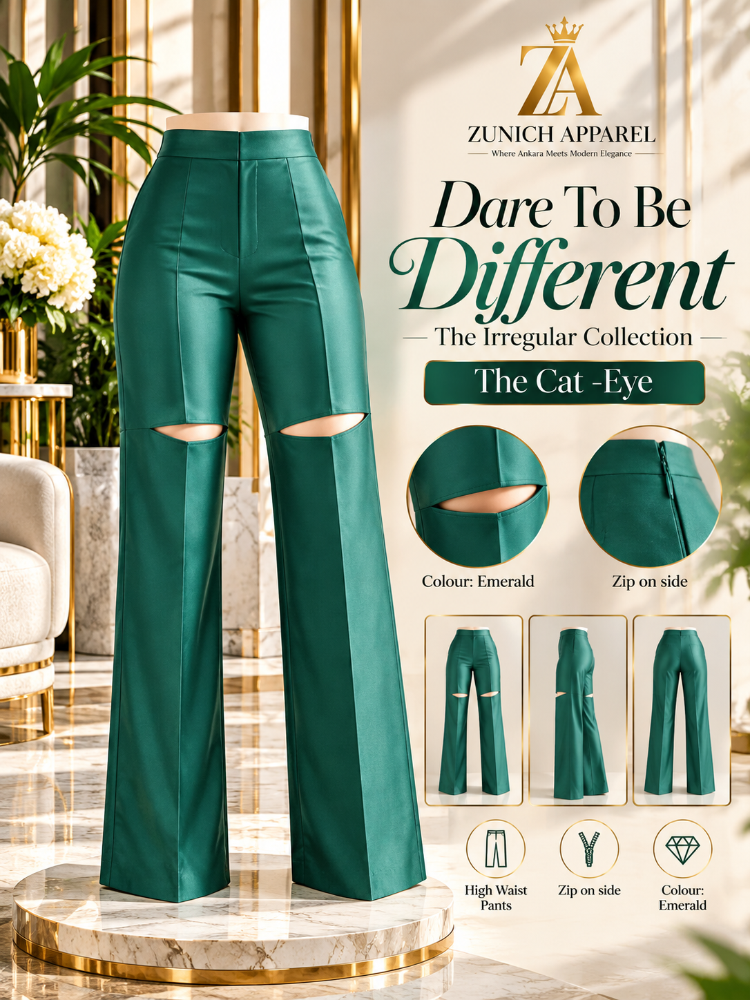 the cat eye high waist pants emerald the cat eye high waist pants emerald