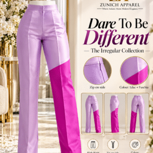 the irregular high waist pants lilac + fuschia
